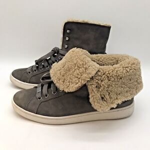 UGG Starlyn F27117D Sneaker Boots Women's 9 Gray Leather Shearling Lace Up Shoes